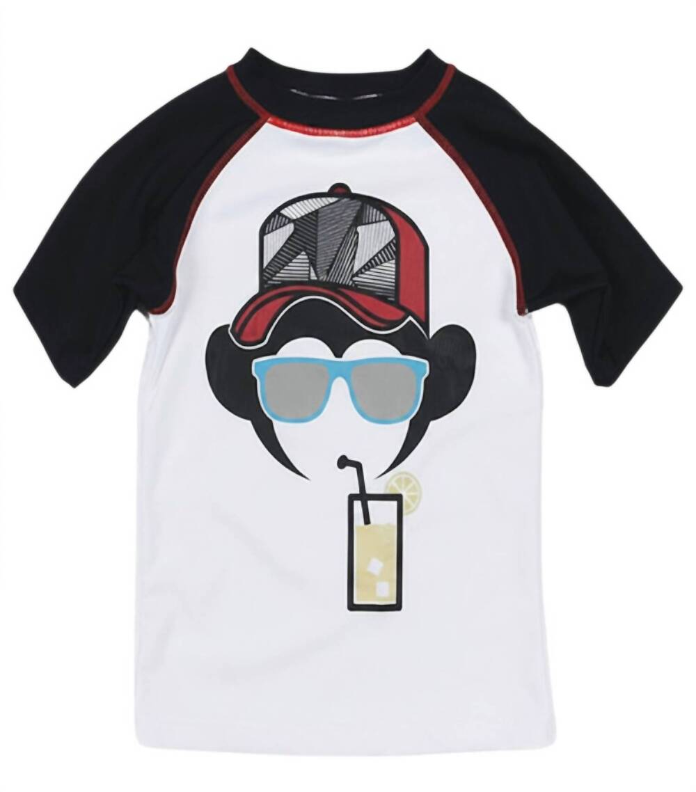 NEW APPAMAN kids short sleeve rash guard in black